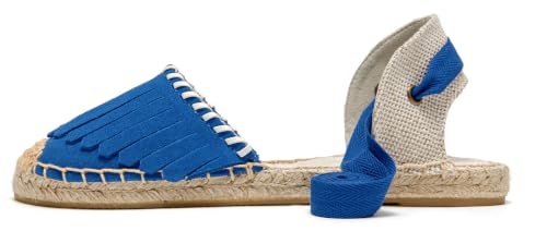 Image of Women's Espadrille FLat Sandals Closed Toe Ankle Wrap,Classic Lace Up Summer Dressy Flat Shoes