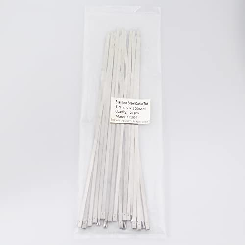 Metal Zip Ties 12 Inch, Heavy Duty 304 Stainless Steel Zip Cable Ties With 200 Lbs Tensile Strength, Self-Locking Strap Ties (20 Pcs) #TOP2