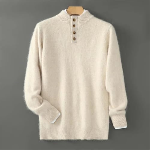 Men's Solid Color Stand-Up Collar Pullover Casual Half-Breasted Warm Knitted Sweater2
