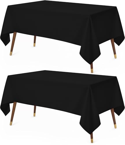 Utopia Kitchen Rectangle Table Cloth 2 Pack [60x84 Inches, Black] Tablecloth Machine Washable Fabric Polyester Table Cover for Dining, Buffet Parties, Picnic, Events, Weddings and Restaurants