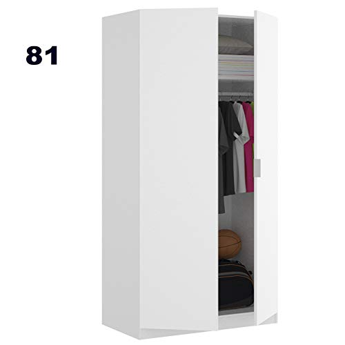 HABITMOBEL Armario Puertas Estrella 81 cm de Ancho Alto 184cm Blanco