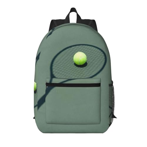 Sac à dos d'école léger EdWal à motif raquette de tennis avec grande poche noire