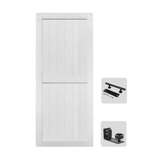 S&Z TOPHAND® 34in x 84in MDF Barn Door, 24-60in Solid Barn Door Slab Covered with Water-Proof PVC Surface, Simple Assembly is Required, No Sliding Hardware Set.