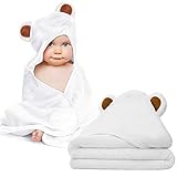 Baby Towel and Washcloth Set-Baby Bath Towel and Washcloth -Hooded Towel and Washcloth-Organic Bamboo Fiber Hooded Baby Towel for Boys, Girls, Kids, Toddlers, Newborn Bath Present