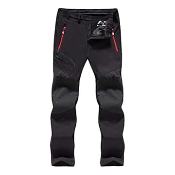 Calça masculina de esqui com bolso com zíper, à prova de vento impermeável grossa calças de golfe de poliéster para esqui e neve para inverno caminhada ao ar livre roupa de esqui durável softshell ski