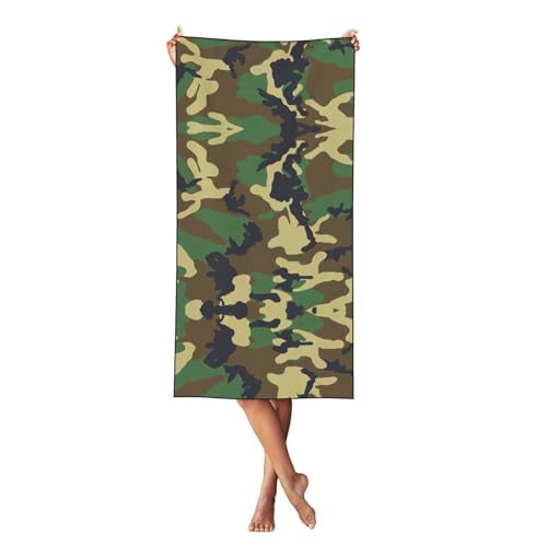 ZTPOWQA Strandtuch, Militär, Camouflage, niedlich, übergroß, für Erwachsene, schnell trocknend, leicht, für Reisen
