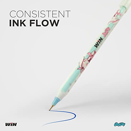 WIN Aww 50 Pens Jar, Blue Ink | Gifts for Stylish Girls & Women | Pens for Writing | 0.7 mm Tip | Ball Pens Pack | Stationery Set for Students | Best Ball Pens for Smooth Writing