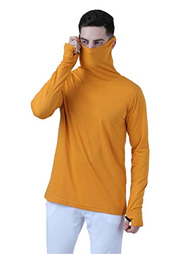 Image of Pause Solid Turtleneck Slim Fit Long Sleeve Men's T-Shirt