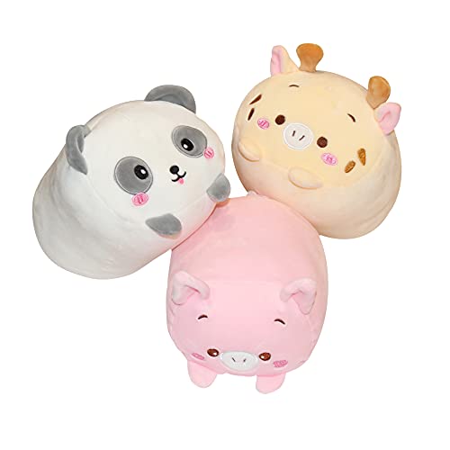 AIXINI 8 inch 3pcs Cute Panda/Deer/Pig Plush Stuffed Animal Cylindrical Body Pillow,Super Soft Cartoon Hugging Toy Gifts for Bedding Kawaii Pillow AIXINI 8 inch 3pcs Cute Panda/Deer/Pig Plush Stuffed Animal Cylindrical Body Pillow,Super Soft Cartoon Hugging Toy Gifts for Bedding Kawaii Pillow