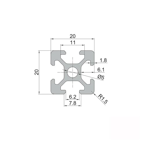 Cadre d'extrusion en aluminium 2020 noir de 1050 mm pour guidage linéaire en lot de 2