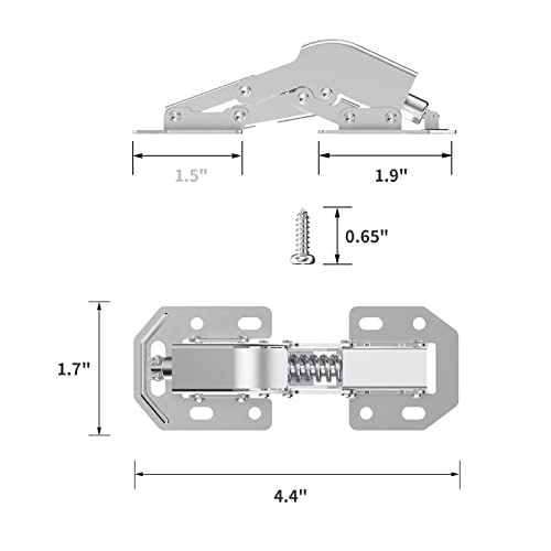 Chibery 10 Pack 90 Degree Soft Close Surface Mount Spring Hinges, Easy Installation No Pre-Drilled, Noiseless Frameless Hidden Concealed Kitchen Cabinet Hinge For Cupboard Folded Replacement Hardware #TOP6