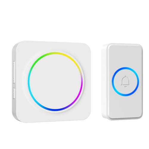 Image of SECRUI Wireless Doorbell, IP55 Waterproof Wall Plug-in Cordless Door Chime Kit, Easy Install Long Range of 1,000 Feet with 32 Chimes, 5-Level Volume, LED Light for Home, School, Office, White