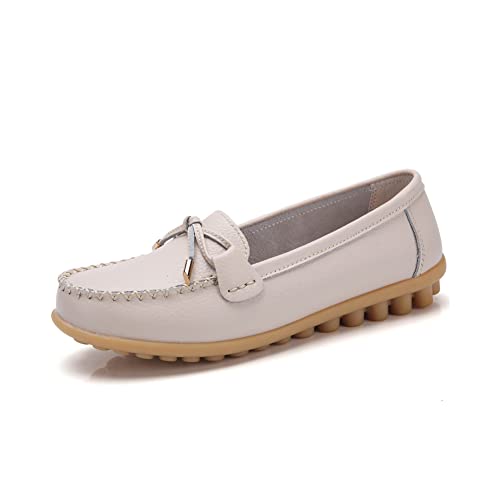 Image of Momuk Women's Penny Loafers Leather Driving Moccasins Slip On Boat Shoes Fashion Comfort Flats