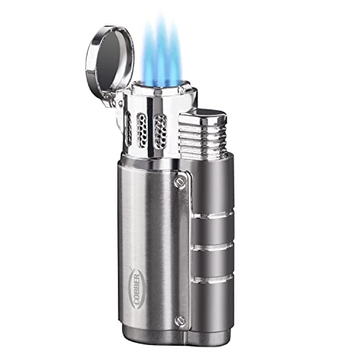 Encendedor Cobber Triple Jet Flame Butane, Plateado miniatura 1