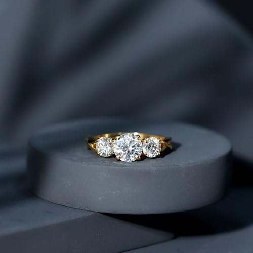 Certified Moissanite 3 Stone Engagement Ring, D-VS1 Quality, Diamond Moissanite Past Present Future Ring for Women 5