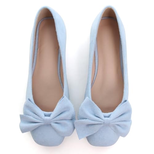 Dear Time Women's Bowknot Flats Square Toe Elegant Flats Shoes Comfort Ballet Flats Slip-on Casual Shoes4
