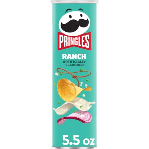 Pringles Potato Crisps Chips, Lunch Snacks, On-The-Go Snacks, Ranch, 5.5oz Can (1 Can)