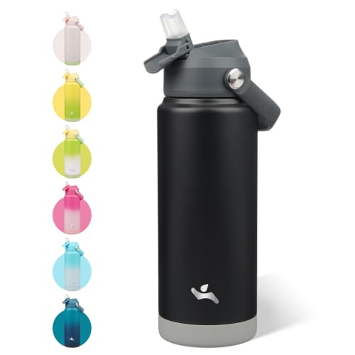 Konokyo 24 oz Insulated Stainless Steel Sports Water Bottle with Straw Lid