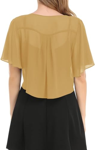 Image of Women's Solid Puff Sleeve Kimono Short Cardigan Loose Cover Up Casual Blouse Top Chiffon