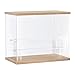 MECCANIXITY Clear Acrylic Display Case with LED Light 2 Tier Dustproof Showcase Assemble Cube Display Boxes Stand for Collectibles, Action Figures (12.6x7.09x10.43) Wood