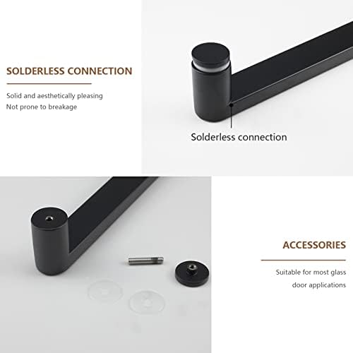 Matte Black Stainless Steel Bathroom Door Knobs & 400mm Towel Bar, Shower Glass Door Pull Handle & Grab Bar for Enclosures, Durable & Stylish Bathroom Accessories