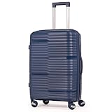 Mala De Viagem Média 23Kg Rodas Duplas 360 Fibra Rígida De Polipropileno Leve Resistente Para Despachar Lisa (AZUL, MÉDIA)