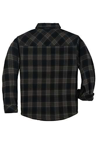 Image of COEVALS CLUB Men's Flannel Shacket Casual Button Snap Sherpa Quilted Lined Premium Jacket Shirts