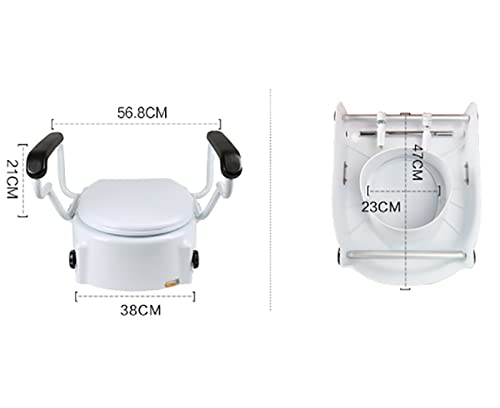 Asiento elevador ajustable para inodoro con mango de levantamiento, 3 niveles de altura, con reposabrazos acolchonados, apto para personas con discapacidad y rehabilitación de adultos mayores. miniatura 7