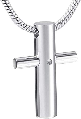 Preisvergleich Produktbild Halskette für Frauen Halskette Männer leer Gedenkkette Edelstahl Feuerbestattung Kreuz Urne Anhänger Halskette für Schmuck Feuerbestattung Urne Halskette Asche Anhänger Halskette Mädchen Jungen Gesche