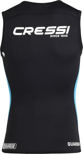 CRESSI Women’s Guardian Neoprene Zipper Vest 2mm Doppelt Gefütterte Neoprenweste mit Reißverschluss, Schwarz/Aquamarin, M/3