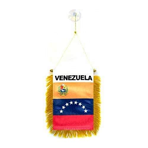 Image of AZ FLAG Venezuela Mini Banner 6'' x 4'' - Venezuelan Pennant 15 x 10 cm - Mini Banners 4x6 inch Suction Cup Hanger