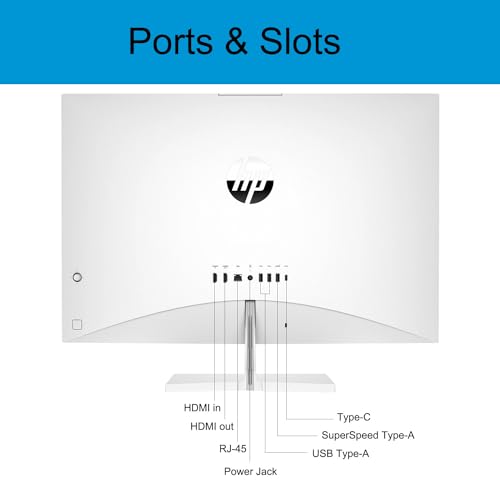 Image of HP Pavilion All-in-One Desktop, 27 inch FHD Touchscreen, Intel Core i7-13700T, NVIDIA GeForce RTX 3050, 64GB RAM, 2TB SSD, IR Camera, Wireless Keyboard & Mouse, Wi-Fi 6, Windows 11 Home, White