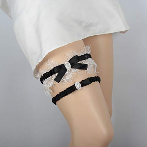 Image of White Lace Wedding Garters Bridal Garter Set for Women Bride Garters With something Blue