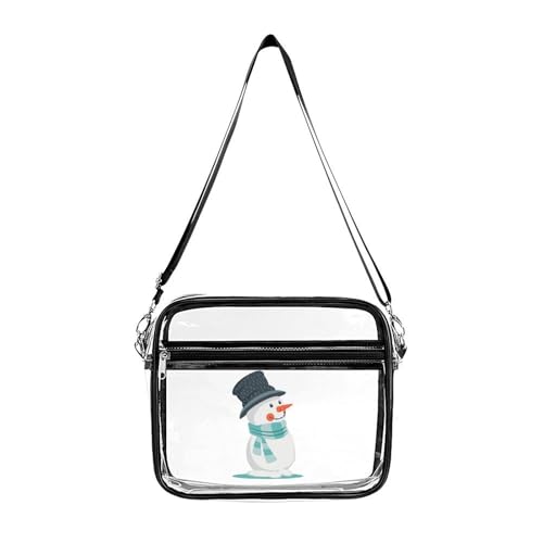 Cute Snowman Large Crossbody Bag Clear Stadium Bag Anti-Theft Side Shoulder Bags Messenger Bag with 2 Compartments