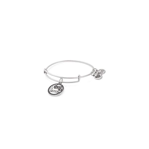 Alex-and-ANI Alex and Ani Soul Sister A18EBSSRS Expandable Bangle Bracelet for Women, Friendship Inscription Charm