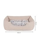 lionto Hundekörbchen mit flauschigem Wendekissen, kuscheliges Heimtierbett in meliertem Design mit tiefem Einstieg für Hunde & Katzen Aller Größen, 60x50 cm, weiches Hundebett, beige