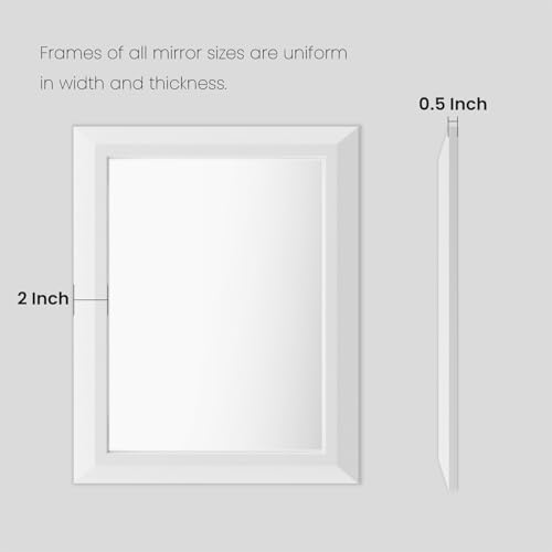 Amorho Bathroom Mirror, 36x32 Inch White Framed Bathroom Mirrors for Over Sink, Wall-Mounted Mirrors for Bedroom, Living Room, Entryway(Horizontal/Vertical).