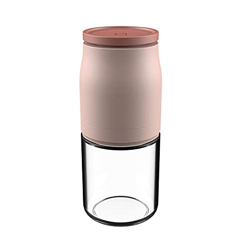 Manuelle Pfeffermühle für den Haushalt, Sesam, Meersalz, Pfefferpulver, Flasche, Küche, Glas, Gewürzglas, verstellbare Grobheit (Rosa) Cover