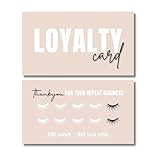 Eyelash Extension Loyalty Card, 10-Punch Reward System, Black and Pink Neon Design, 55 cards, full color high gloss front and back (Tan)