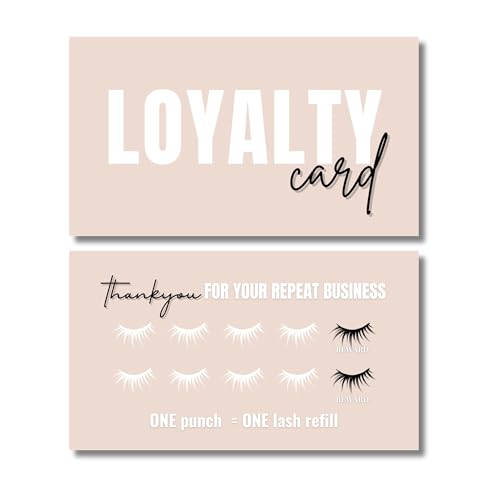 Eyelash Extension Loyalty Card, 10-Punch Reward System, Black and Pink