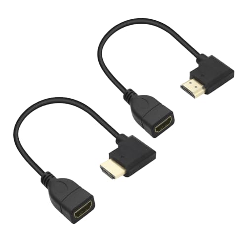 1 paio di cavi di prolunga HDMI maschio a HDMI femmina 4K, placcati in oro 90 gradi ad alta definizione, per fotocamere, computer, televisori, monitor, ecc. - 2 pezzi (sinistra + destra)