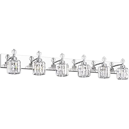 PRESDE Crystal 6 Light Bathroom Vanity Lights Chrom Bathroom Lights Fixtures Over Mirror M - image 1