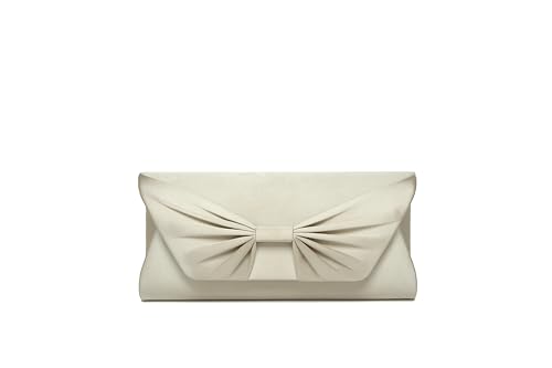 YUWITA Satin Clutch Purse for Women Evening Bag with Bow Elegant Dressy Party Holiday Purse (Champagne)