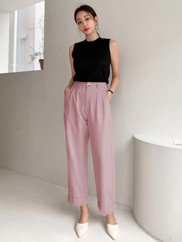 Image of KOTTY Women's Cotton Blend Cross Pocket Solid Trousers