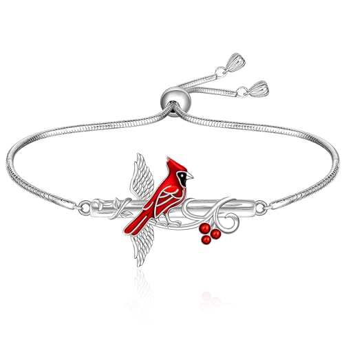 Fenthring Red Cardinal Bracelet for Women Cross Angel Wing Memorial Cardinal Appear When Angels Are Near Bracelets Bird Gifts for Loss of Loved Sympathy Jewelry