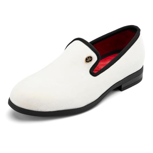 Image of Meijiana Boys Dress Shoes - Velvet Casual Pull-On Low-Heels, Black Rubber All-Weather Formal Boys Shoes, Toddler Dress Shoes for Wedding & Party - Fashion Business Style