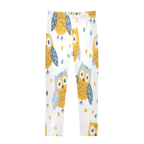 Toddler Girls Leggings Printed Yoga Pants Leggings Cartoon Yellow Owl for Kids