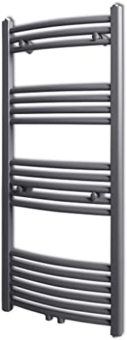 vidaXL Straight Steel Towel Rail Central Heating Bathroom Radiator Black 480 x 480 mm
