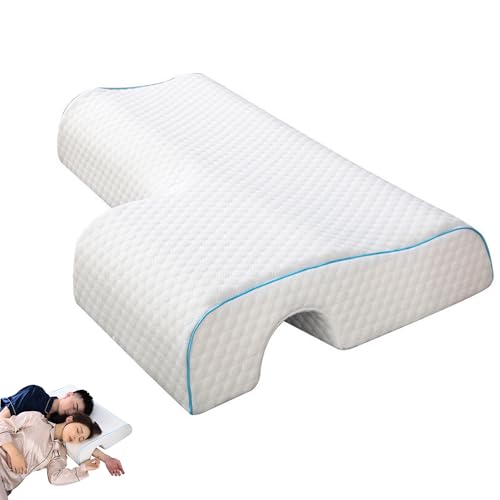 MAGIC SELECT Almohada para Parejas con Espuma Viscoelástica. Cojín Ergonómico con Hueco Derecho para Dormir de Lado. Funda Lavable de Poliéster. Descanso Individual o Compartido