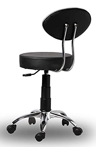 SamDecors High Bar/Kitchen/Office/Home Chair Stool with Wheels, Black Upholstery and Chrome Finish (360 Degree Swivel, Adjustable Height)